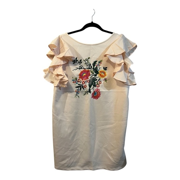 Zara Peach Colour Ruffled Sheath Mini Dress - Picture 4 of 6